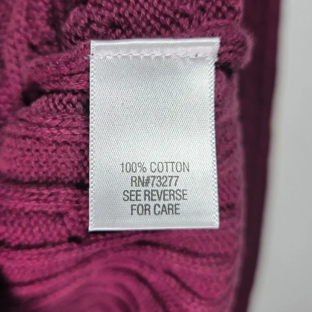 Croft & Barrow Purple Woman's Braided Knit Crew Neck Sweater Large